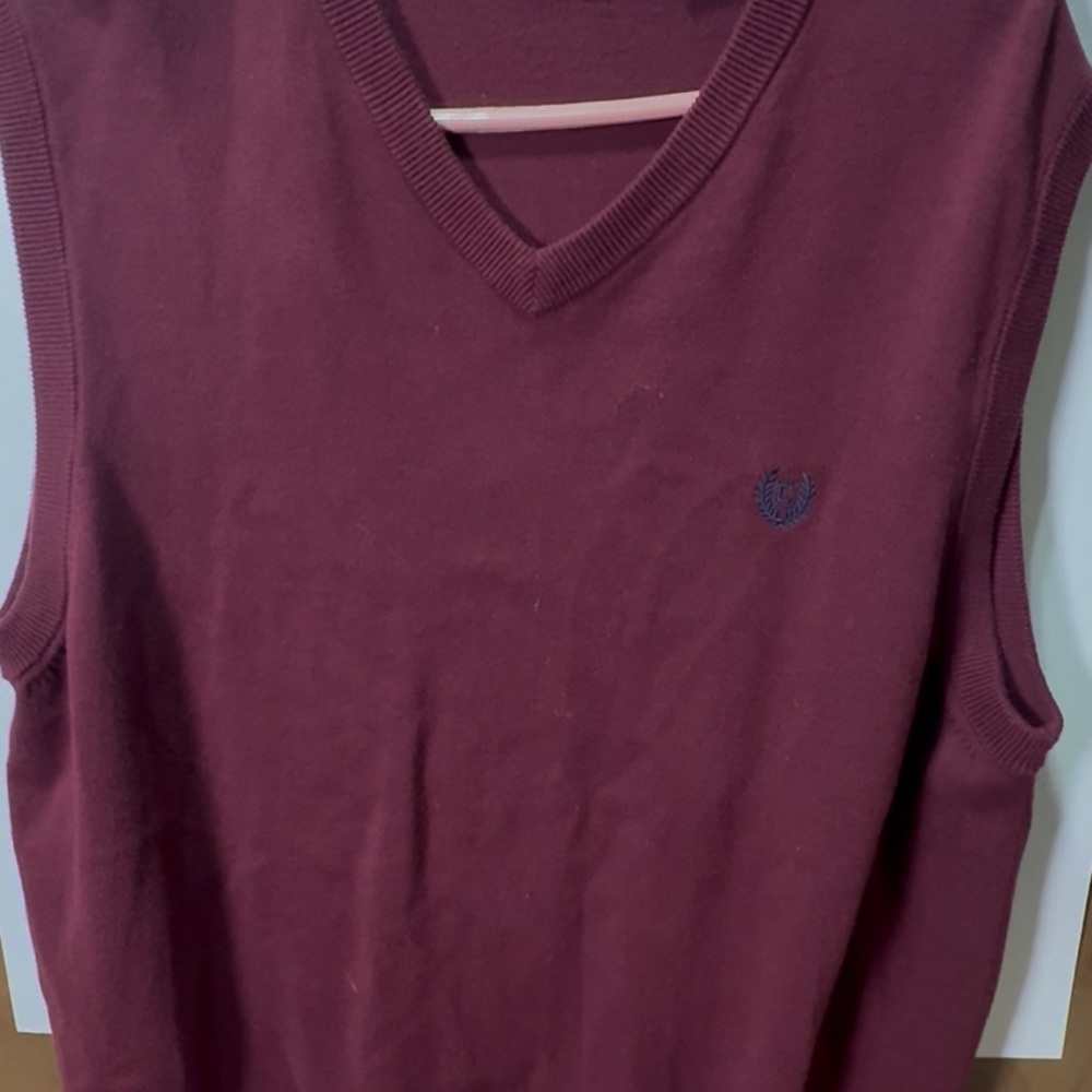 Chaps Men's Sweater Vest Bundle of 2 Maroon and Navy 100% Cotton Size L - Picture 2 of 4